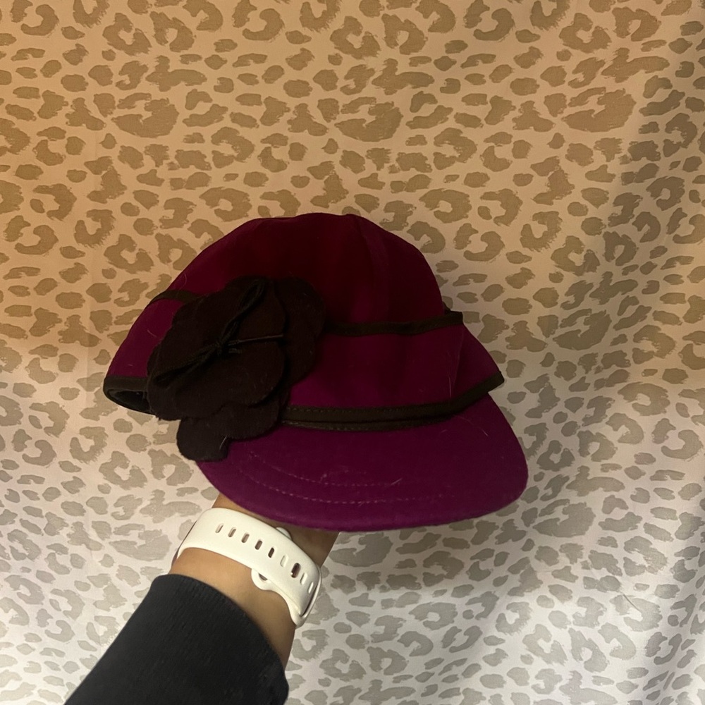 Magenta Women's Stormy Kromer Hat with Floral Accent
